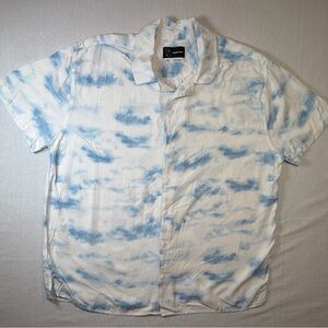 Original Use White & Blue Clouds Short Sleeve Button Down Shirt Size - XL